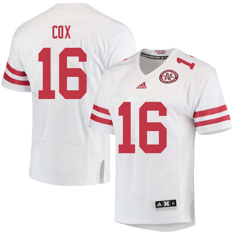 Men #16 Ethan Cox Nebraska Cornhuskers College Football Jerseys Sale-White